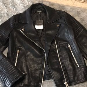 Top shop motobabe jacket with silver hardware